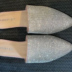 Madden Girl Glittering Silver Mules